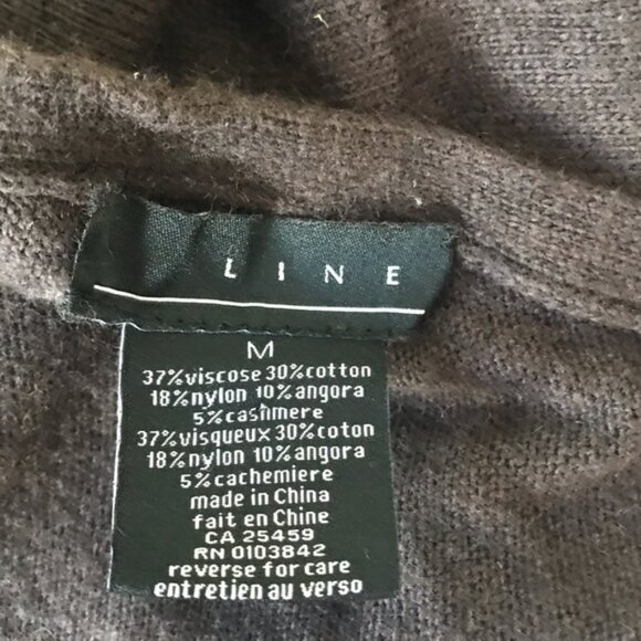 LINE Cotton Cashmere Wrap Cardigan Sweater Hi Low Tie Front Top Angora Blend M - Picture 10 of 14